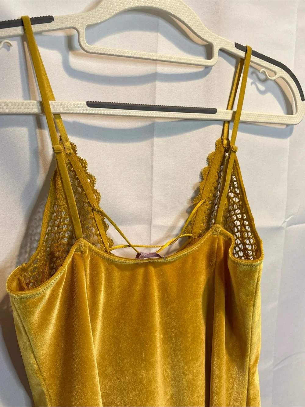 Savage X Fenty Mustard Velvet Lace-Trim Slip